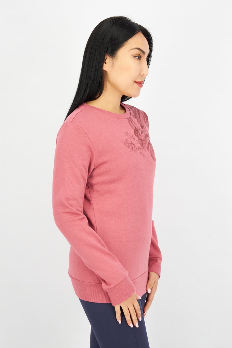 PUMA ملابس رياضية نسائية بأكمام طويلة للياقة البدنية، فليس، أحمر باهت - Image 4